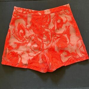 Chic Orange Floral High Waist Shorts